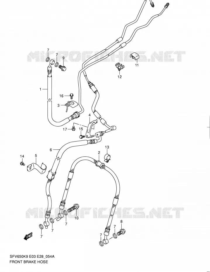 FRONT REMSLANG (SFV650AL0) Suzuki MOTO 650 GLADIUS 2010  SFV650 L0 (E03,E28,E33)