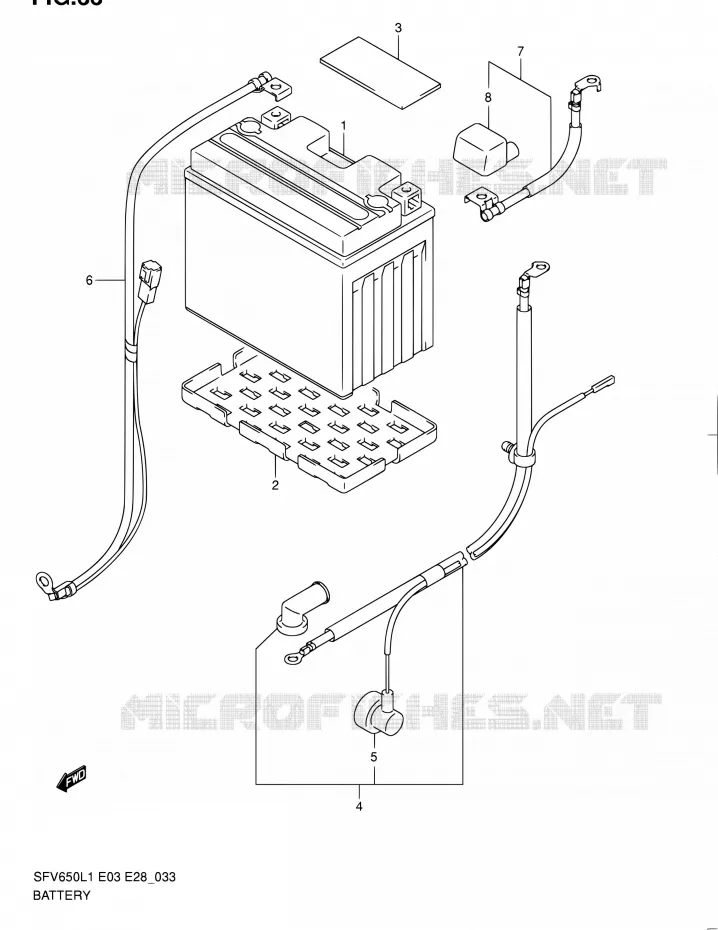 ACCU (SFV650AL1 E33) Suzuki MOTO 650 GLADIUS 2011  SFV650 L1 (E03,E28,E33)