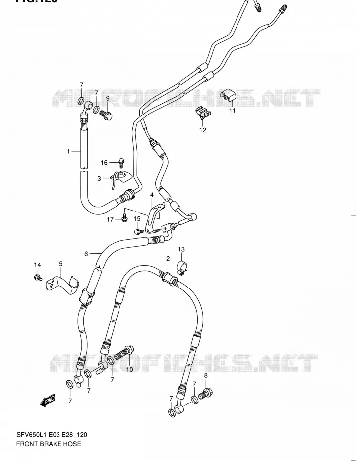 FRONT REMSLANG (SFV650AL1 E28) Suzuki MOTO 650 GLADIUS 2011  SFV650 L1 (E03,E28,E33)