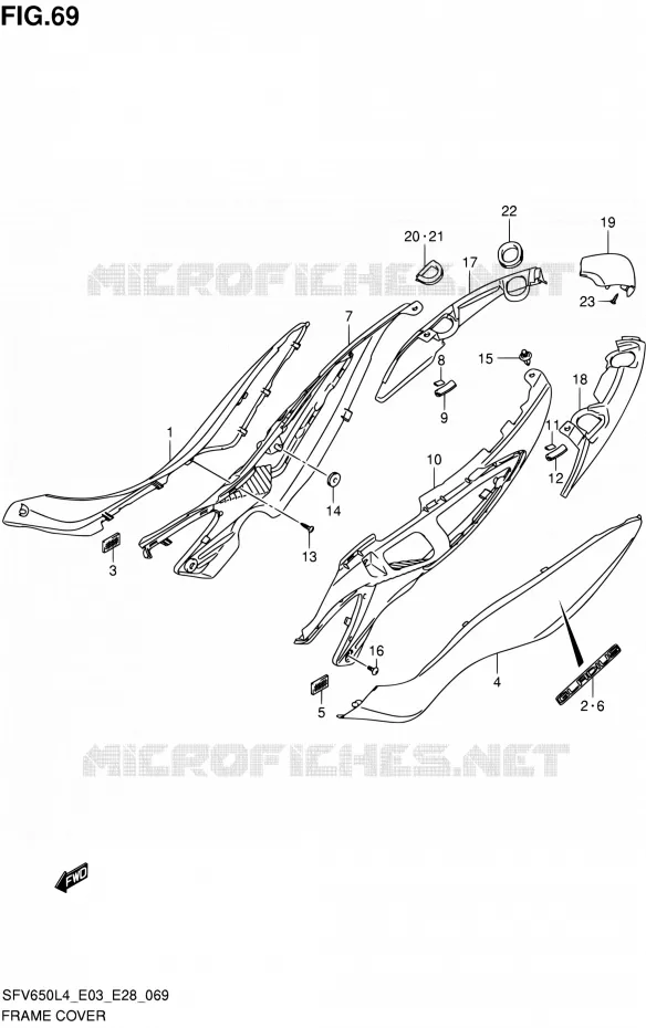 ACHTER KUIP (SFV650L4 E28) Suzuki MOTO 650 GLADIUS 2014  SFV650 L4 (E03,E28,E33)