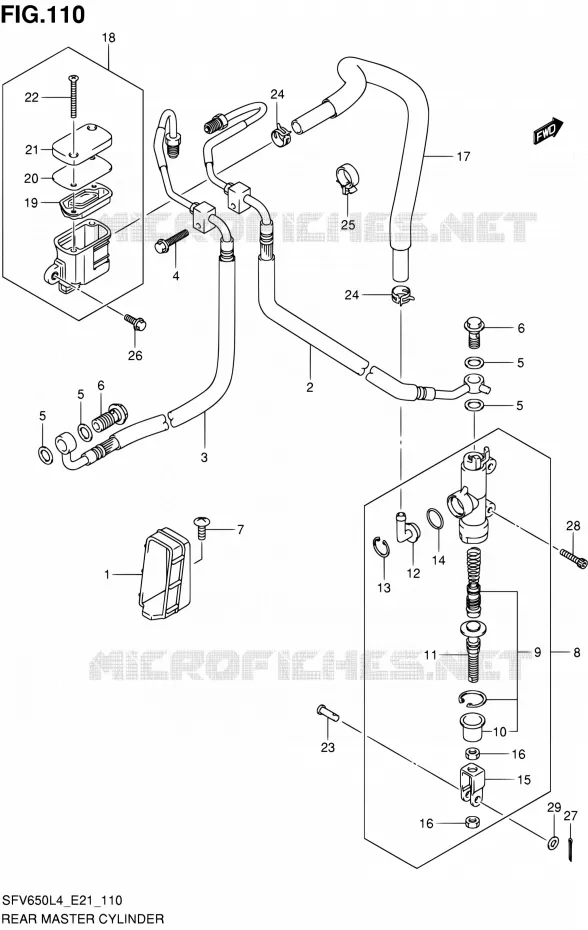 ACHTER HOOFDREMCILINDER (SFV650UAL4 E21) Suzuki MOTO 650 GLADIUS 2014  SFV650UA L4 (E21)
