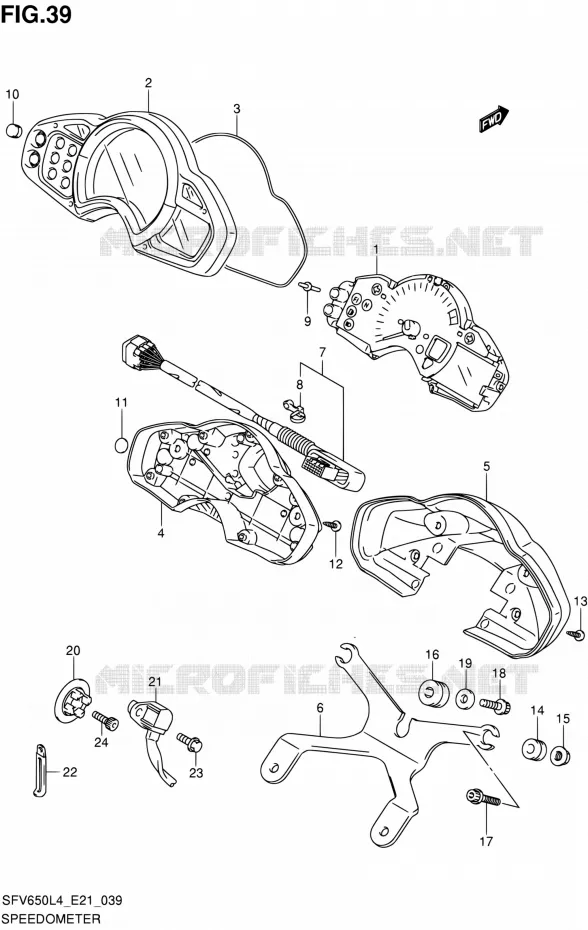 SNELHEIDSMETER (SFV650UAL4 E21) Suzuki MOTO 650 GLADIUS 2014  SFV650UA L4 (E21)
