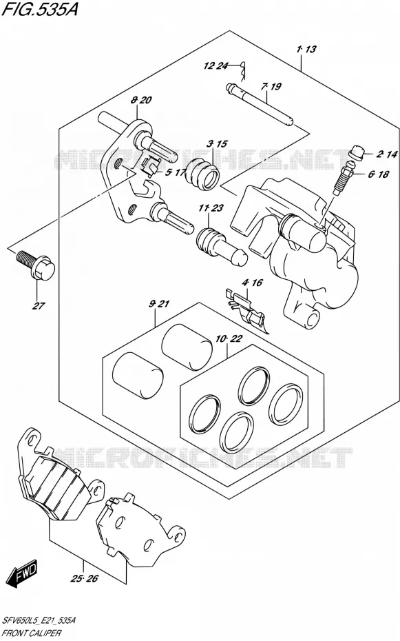 FRONT CALIPER Suzuki MOTO 650 GLADIUS 2015  SFV650UA L5 (E21)