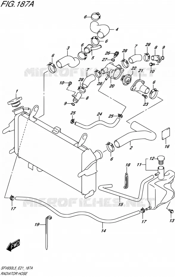 RADIATOR SLANG (SFV650L5 E21) Suzuki MOTO 650 GLADIUS 2015  SFV650UA L5 (E21)