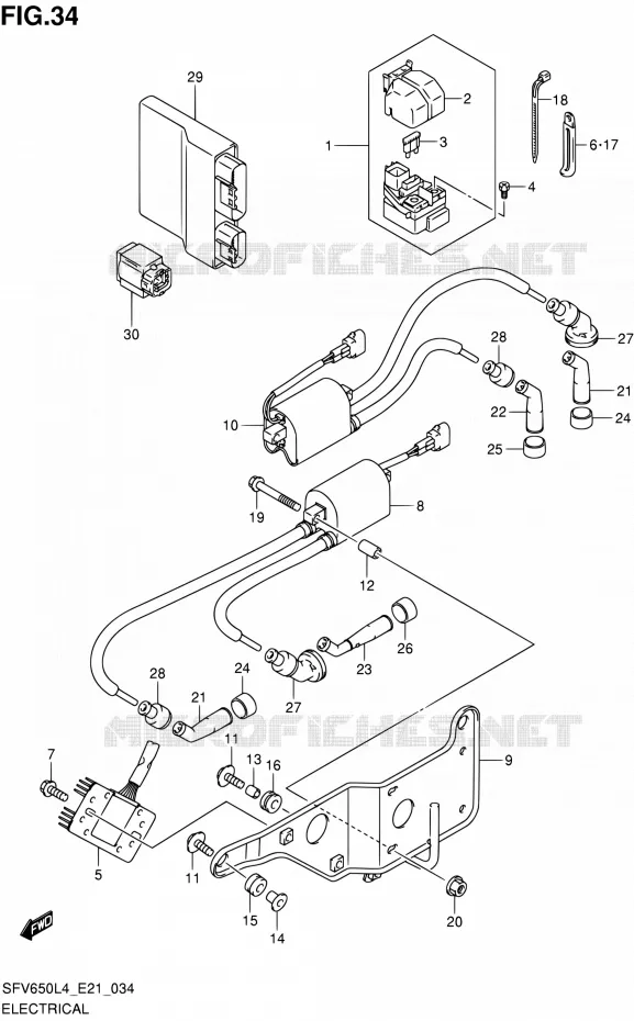 ELEKTRISCH (SFV650AL4 E21) Suzuki MOTO 650 GLADIUS 2014  SFV650U L4 (E21)