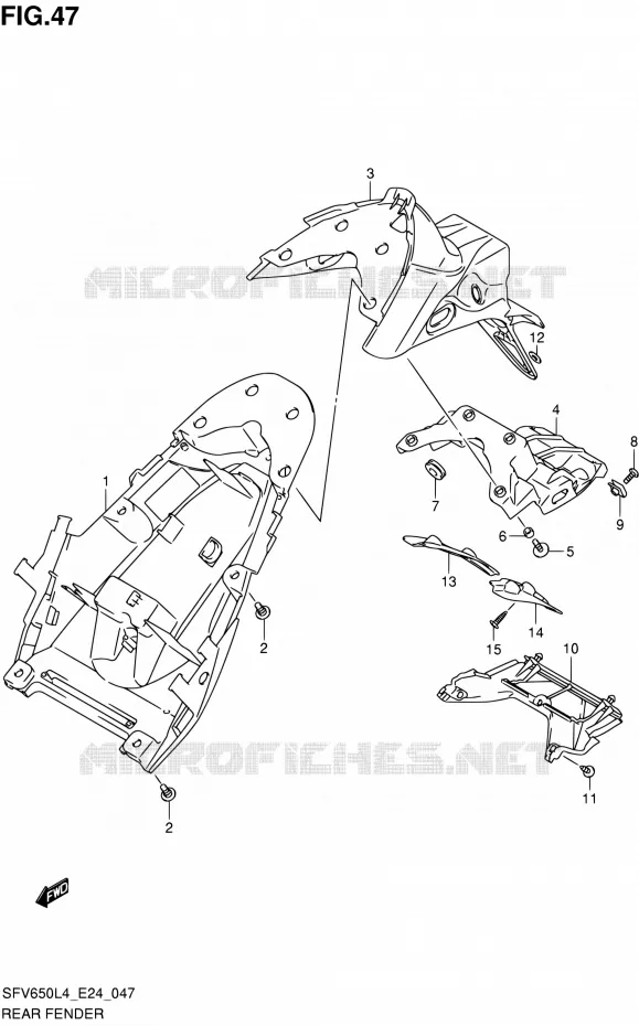 ACHTERSPATBORD Suzuki MOTO 650 GLADIUS 2014  SFV650U L4 (E24)