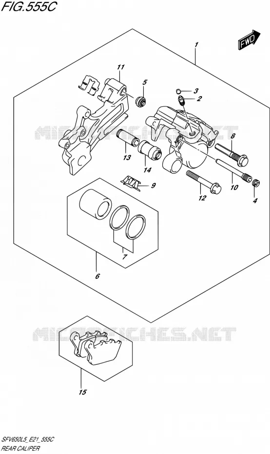 REAR CALIPER (SFV650UL5 E21) Suzuki MOTO 650 GLADIUS 2015  SFV650U L5 (E21)