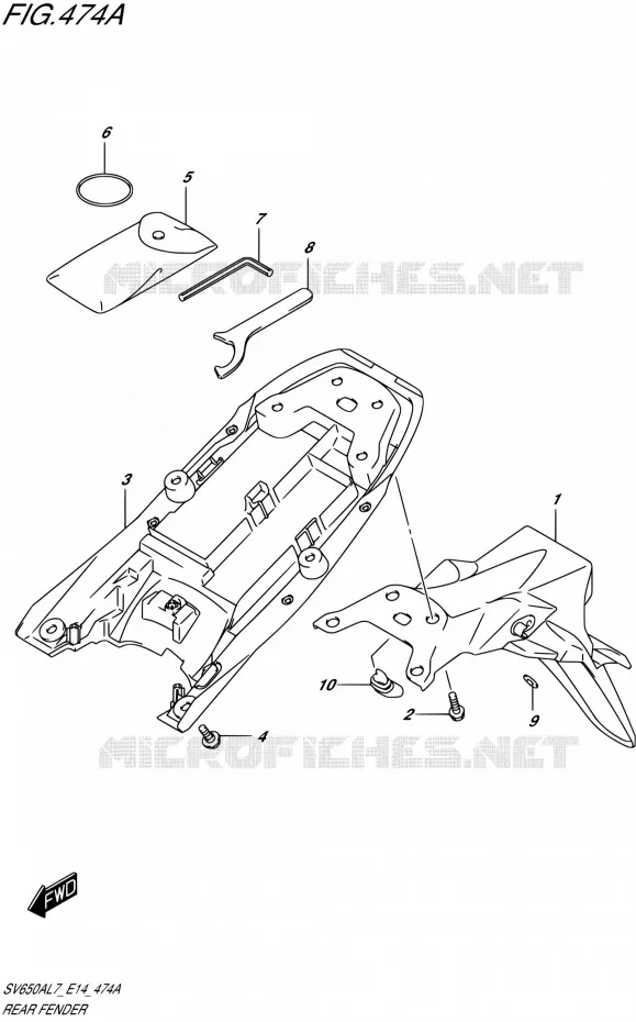 ACHTERSPATBORD Suzuki MOTO 650 SV 2017  SV650A L7 (E14)