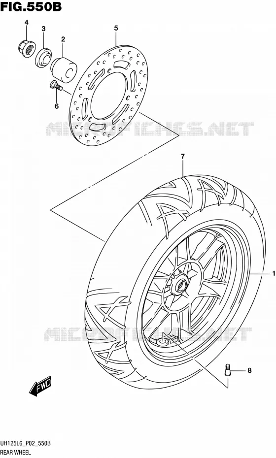 ACHTERWIEL (UH125L6 P04) Suzuki SCOOTER 125 BURGMAN 2016  UH125A L6 (P19)
