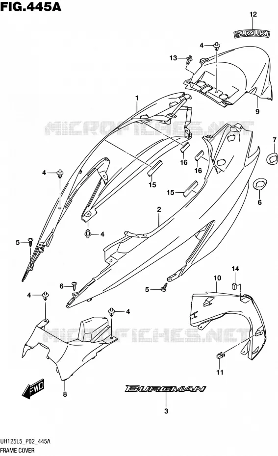ACHTER KUIP Suzuki SCOOTER 125 BURGMAN 2015  UH125 L5 (P19)