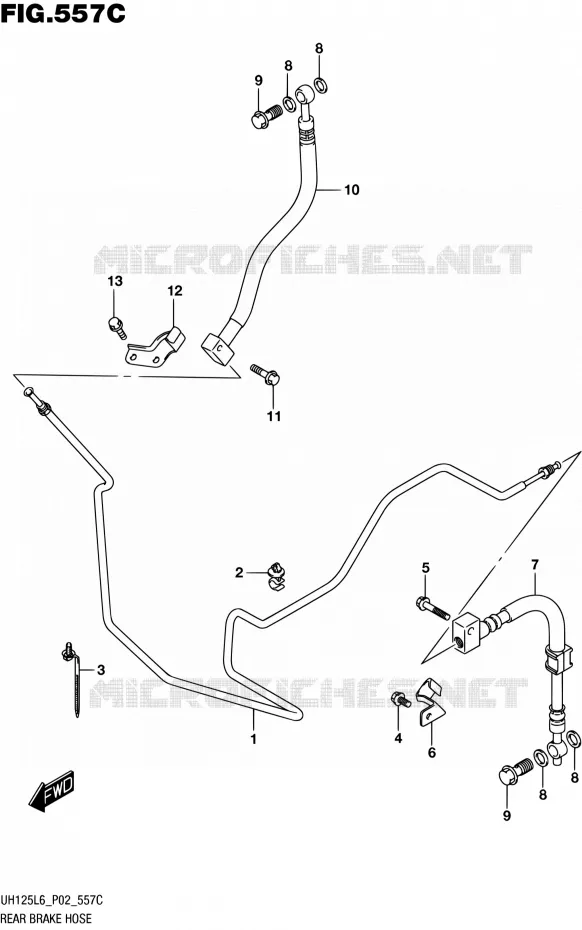 ACHTER REMSLANG (UH125L6 P19) Suzuki SCOOTER 125 BURGMAN 2016  UH125 L6 (P02)