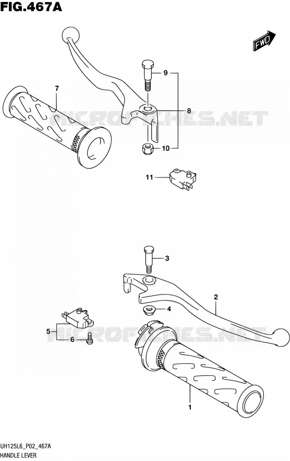 HANDGRIPS - LEVERS Suzuki SCOOTER 125 BURGMAN 2016  UH125 L6 (P02)