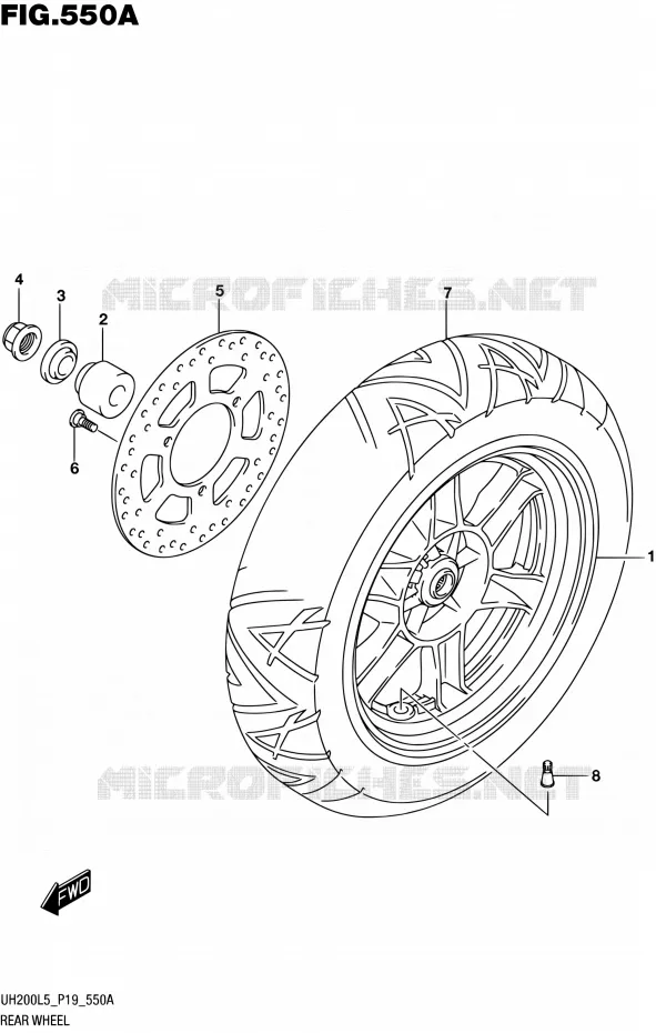 ACHTERWIEL (UH200L5 P04) Suzuki SCOOTER 200 BURGMAN 2005  UH200A L5 (P19)