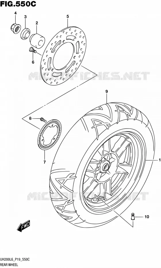 ACHTERWIEL (UH200AL6 P04) Suzuki SCOOTER 200 BURGMAN 2016  UH200A L6 (P19)