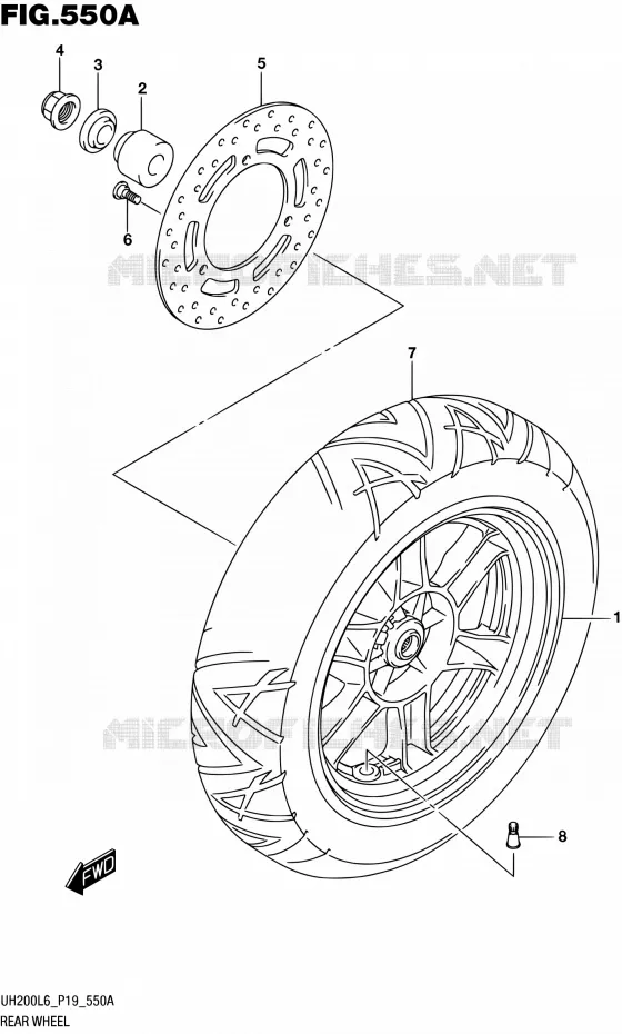 ACHTERWIEL (UH200L6 P19) Suzuki SCOOTER 200 BURGMAN 2016  UH200A L6 (P19)