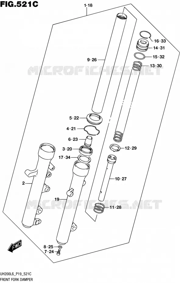 VOORVORK (UH200AL6 P04) Suzuki SCOOTER 200 BURGMAN 2016  UH200A L6 (P19)