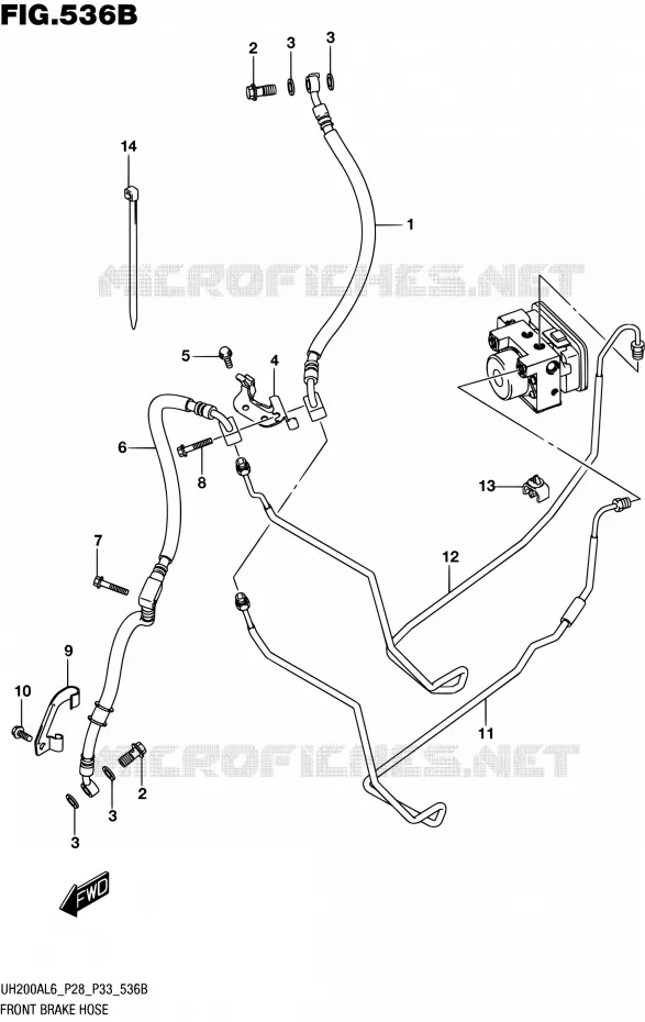 FRONT REMSLANG (UH200AL6 P33) Suzuki SCOOTER 200 BURGMAN 2016  UH200A L6 (P28,P33)