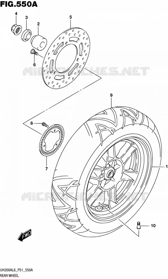 ACHTERWIEL Suzuki SCOOTER 200 BURGMAN 2016  UH200A L6 (P51)