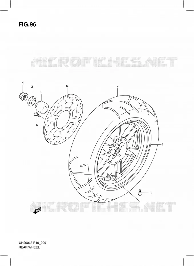 ACHTERWIEL (UH200L3 P19) Suzuki SCOOTER 200 BURGMAN 2013  UH200G L3 (P19)