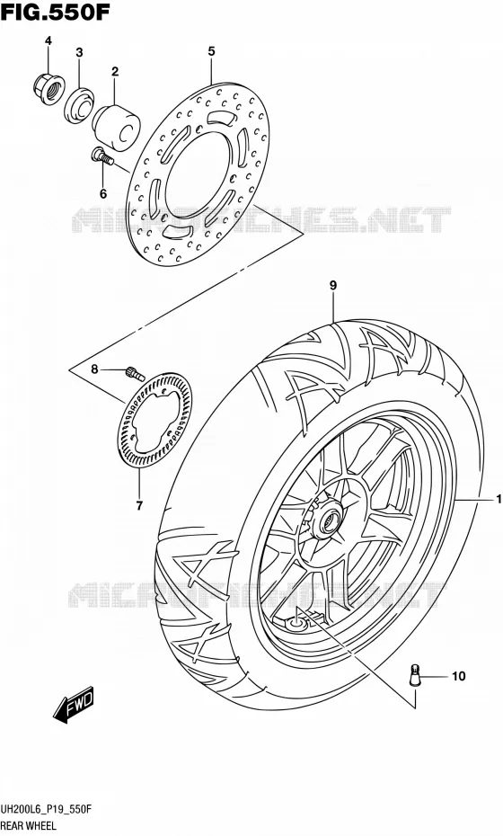 ACHTERWIEL (UH200AL6 P53) Suzuki SCOOTER 200 BURGMAN 2016  UH200 L6 (P19)
