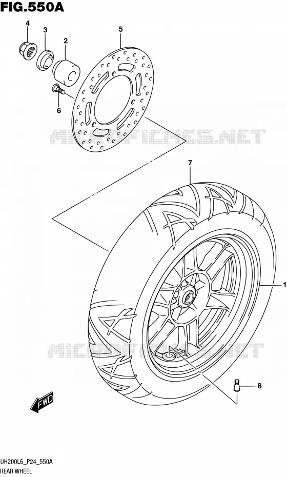 ACHTERWIEL Suzuki SCOOTER 200 BURGMAN 2016  UH200 L6 (P24)