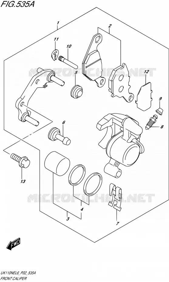 FRONT CALIPER Suzuki SCOOTER 110 ADDRESS 2016  UK110NE L6 (P02)