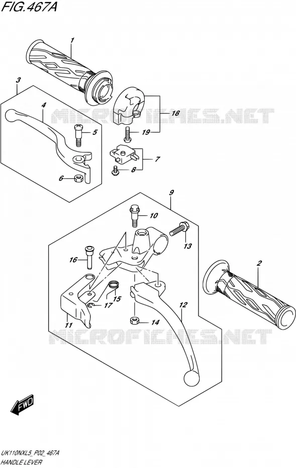 HANDGRIPS - LEVERS Suzuki SCOOTER 110 ADDRESS 2015  UK110NX L5 (P02)