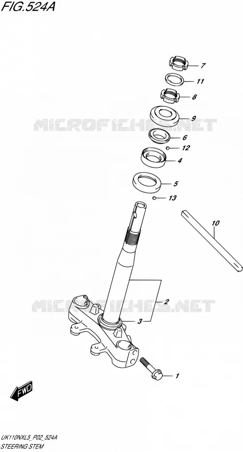 STUURKOLOM Suzuki SCOOTER 110 ADDRESS 2015  UK110NX L5 (P02)