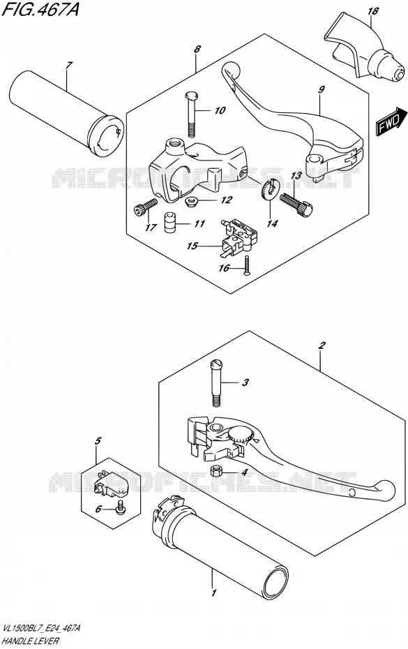 HANDGRIPS - LEVERS Suzuki MOTO 1500 BOULEVARD 2017  VL1500B L7 (E24)