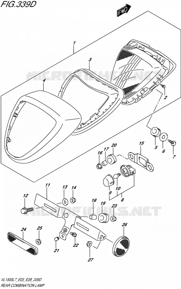 TAIL LIGHT ASSY (VL1500BTL7 E28) Suzuki MOTO 1500 BOULEVARD 2017  VL1500B L7/VL1500BT L7/VL1500T L7 (E03,E28,E33)