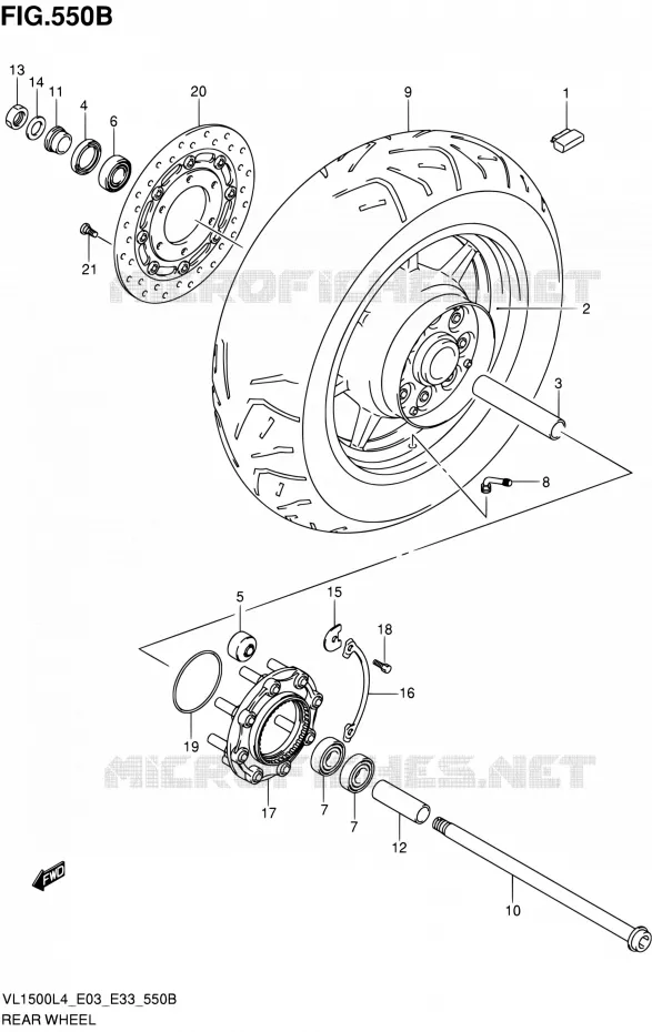 ACHTERWIEL (VL1500L4 E33) Suzuki MOTO 1500 BOULEVARD 2014  VL1500 L4/VL1500B L4 (E03,E28,E33)