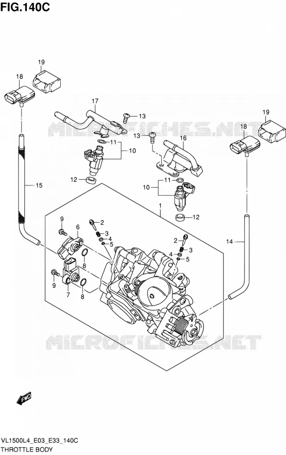 GASKLEPHUIS (VL1500BL4 E03) Suzuki MOTO 1500 BOULEVARD 2014  VL1500 L4/VL1500B L4 (E03,E28,E33)