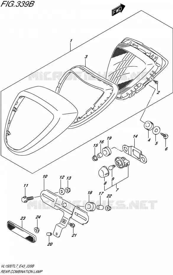 TAIL LIGHT ASSY (VL1500TL7 E43) Suzuki MOTO 1500 BOULEVARD 2017  VL1500T L7 (E43)