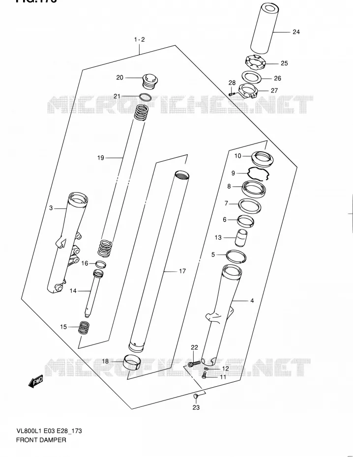 FRONT SCHOKDEMPER Suzuki MOTO 800 INTRUDER 2011  VL800 L1/VL800T L1/VL800C L1