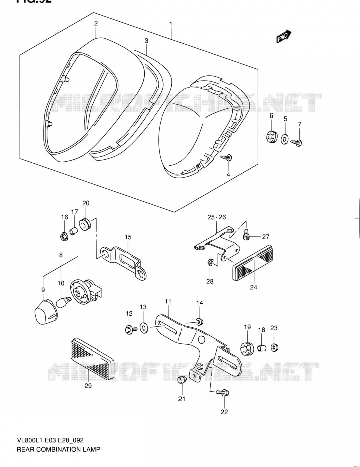 TAIL LIGHT ASSY (VL800CL1 E28) Suzuki MOTO 800 VOLUSIA 2011  VL800 L1/VL800T L1/VL800C L1