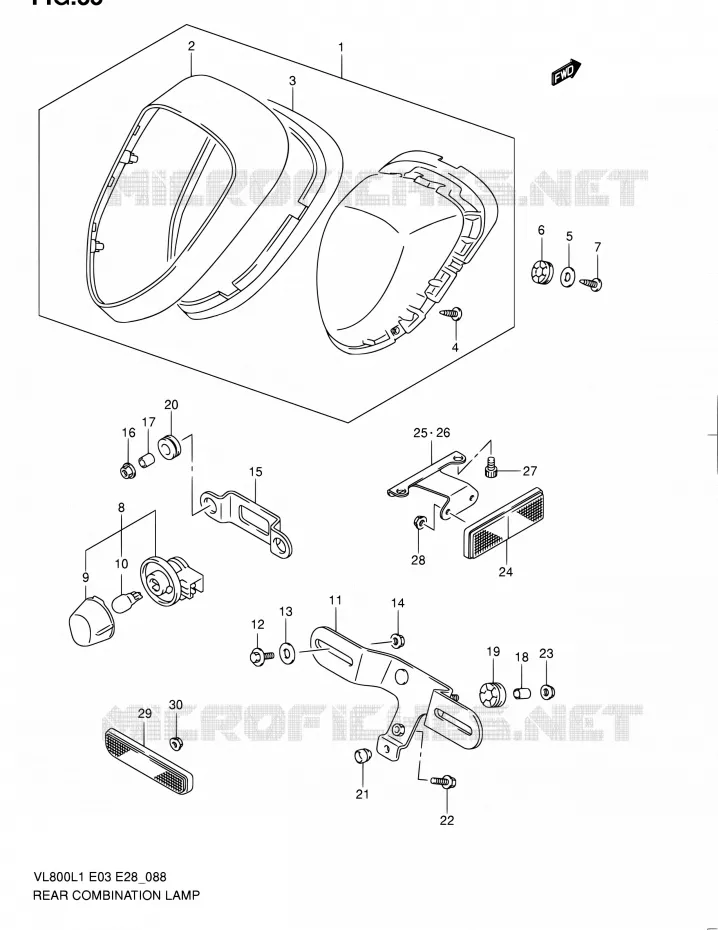 TAIL LIGHT ASSY (VL800L1 E03) Suzuki MOTO 800 VOLUSIA 2011  VL800 L1/VL800T L1/VL800C L1