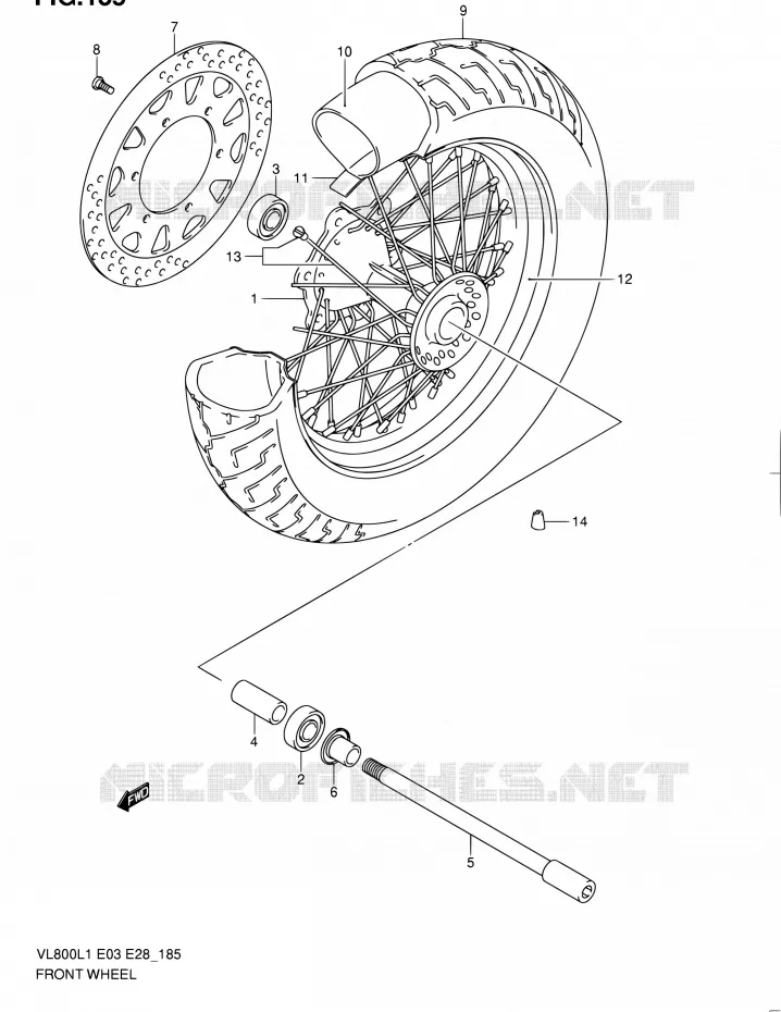 VOORWIEL (VL800L1 E33) Suzuki MOTO 800 INTRUDER 2011  VL800 L1/VL800T L1/VL800C L1