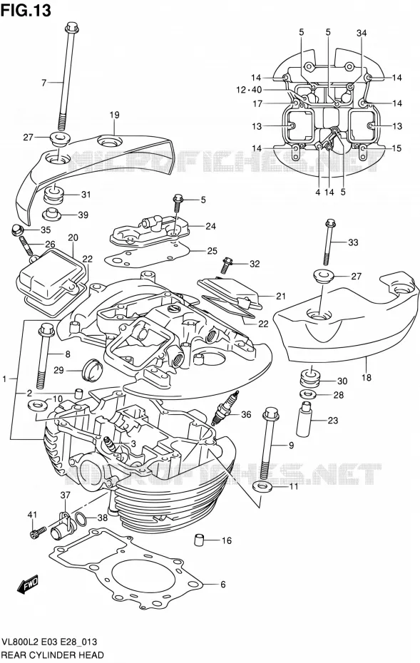 ACHTER CILINDERKOP (VL800L2 E33) Suzuki MOTO 800 VOLUSIA 2012  VL800 L2/VL800T L2/VL800C L2