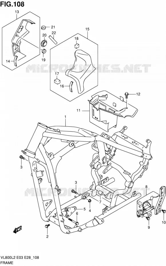 FRAME (VL800L2 E28) Suzuki MOTO 800 VOLUSIA 2012  VL800 L2/VL800T L2/VL800C L2