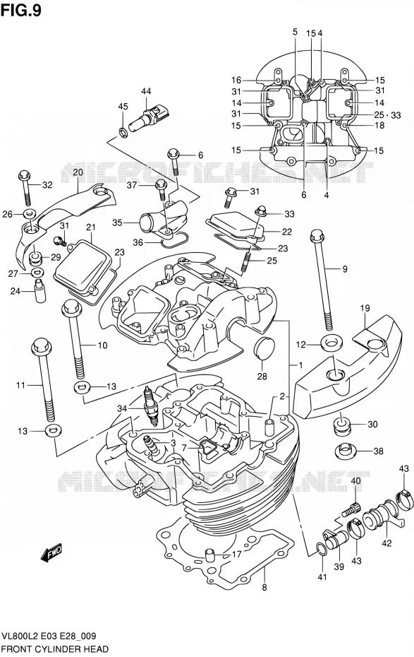 FRONT CILINDERKOP (VL800TL2 E28) Suzuki MOTO 800 VOLUSIA 2012  VL800 L2/VL800T L2/VL800C L2