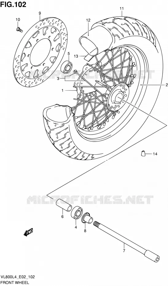 VOORWIEL (VL800L4 E02) Suzuki MOTO 800 INTRUDER 2014  VL800 L4/VL800T L4 (E24)