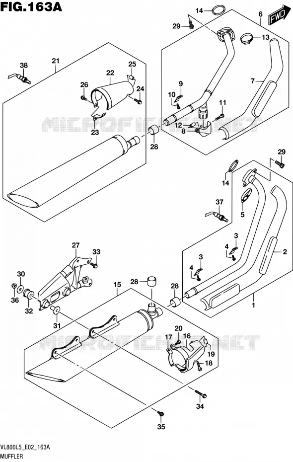 GELUIDDEMPER (VL800L5 E02) Suzuki MOTO 800 INTRUDER 2015  VL800 L5 (E02)