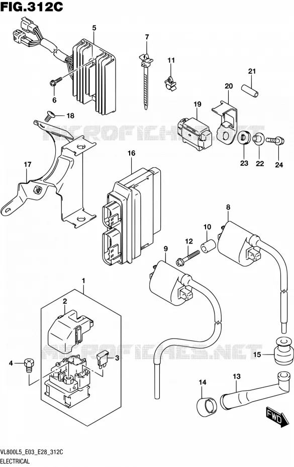 ELEKTRISCH (VL800TL5 E03) Suzuki MOTO 800 BOULEVARD 2015  VL800 L5/VL800T L5 (E03,E28)
