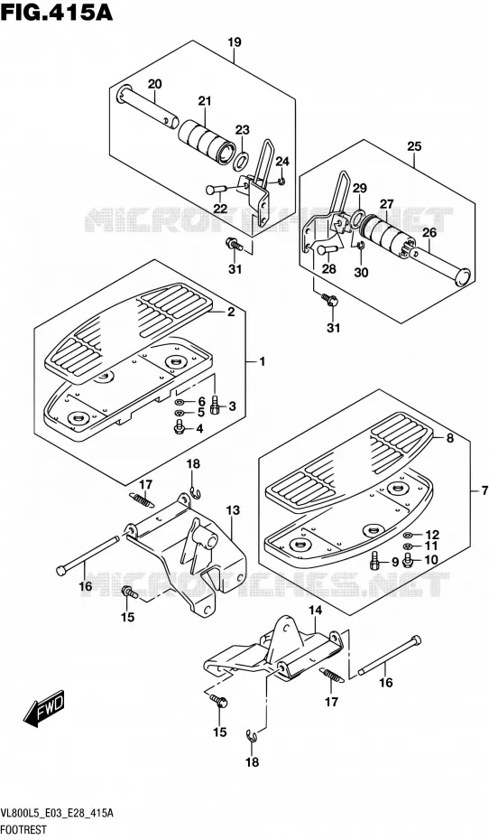 FOOTREST Suzuki MOTO 800 BOULEVARD 2015  VL800 L5/VL800T L5 (E03,E28)