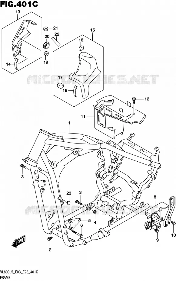 FRAME (VL800TL5 E03) Suzuki MOTO 800 BOULEVARD 2015  VL800 L5/VL800T L5 (E03,E28)