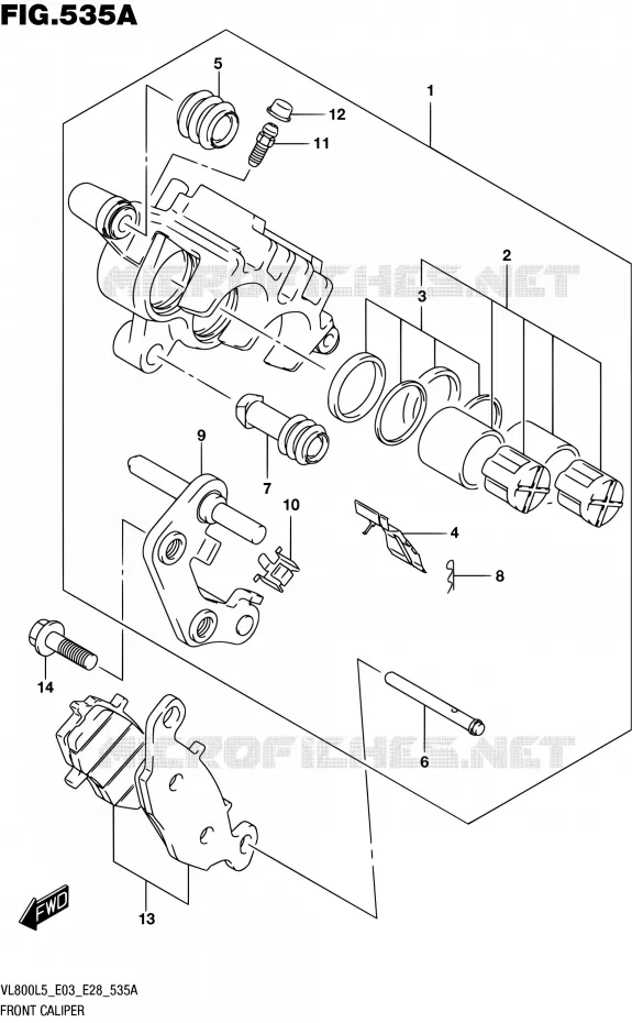 FRONT CALIPER (VL800L5 E03) Suzuki MOTO 800 BOULEVARD 2015  VL800 L5/VL800T L5 (E03,E28)