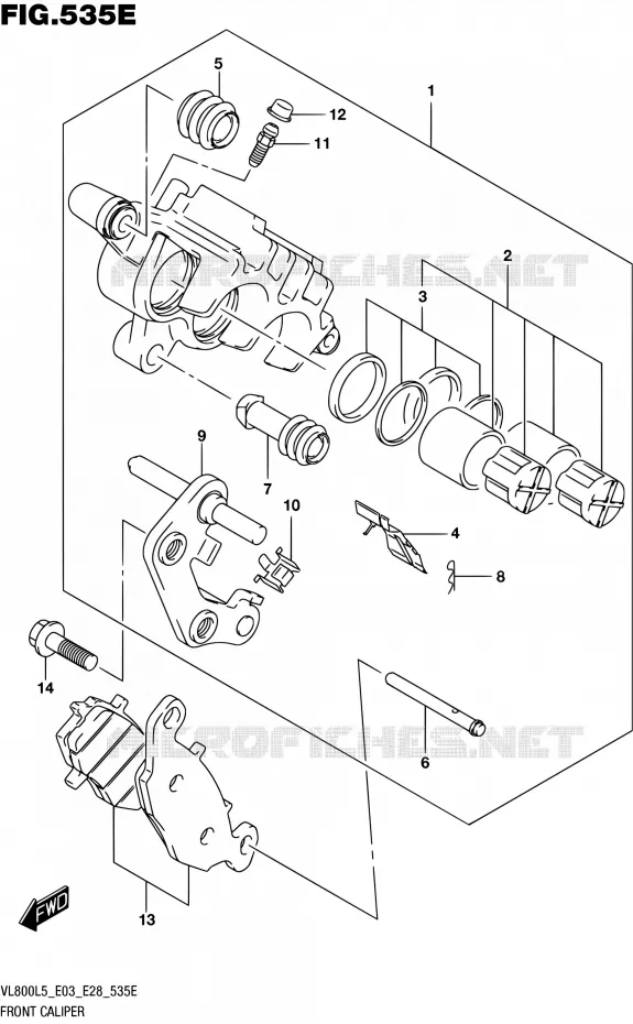 FRONT CALIPER (VL800TL5 E33) Suzuki MOTO 800 BOULEVARD 2015  VL800 L5/VL800T L5 (E03,E28)