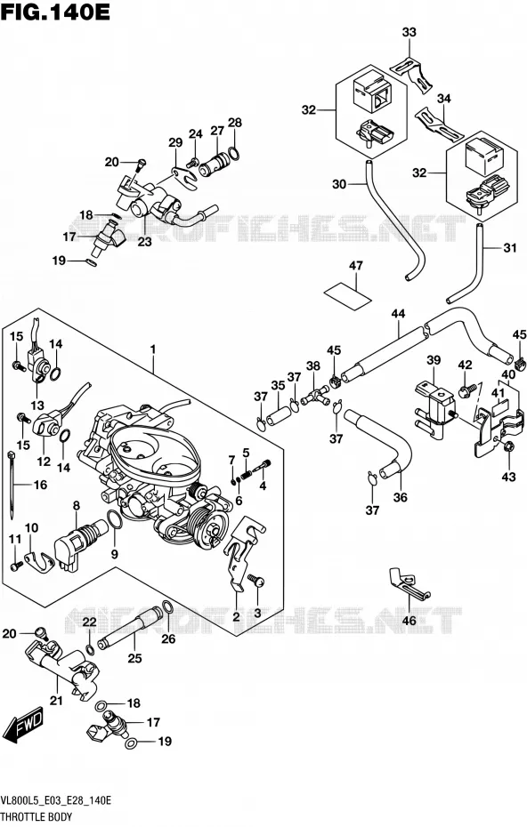 GASKLEPHUIS (VL800TL5 E33) Suzuki MOTO 800 BOULEVARD 2015  VL800 L5/VL800T L5 (E03,E28)