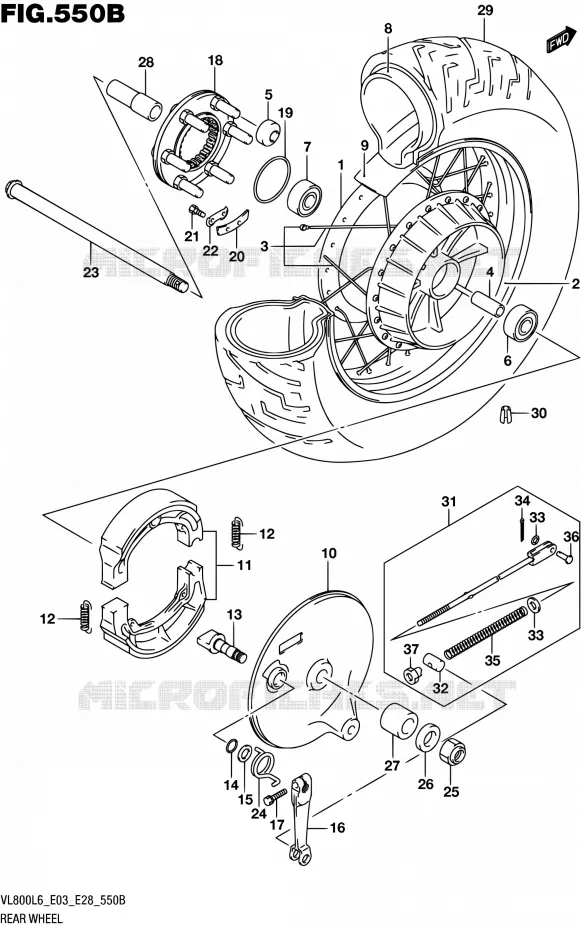 ACHTERWIEL (VL800L6 E28) Suzuki MOTO 800 BOULEVARD 2016  VL800 L6/VL800T L6 (E03,E28,E33)