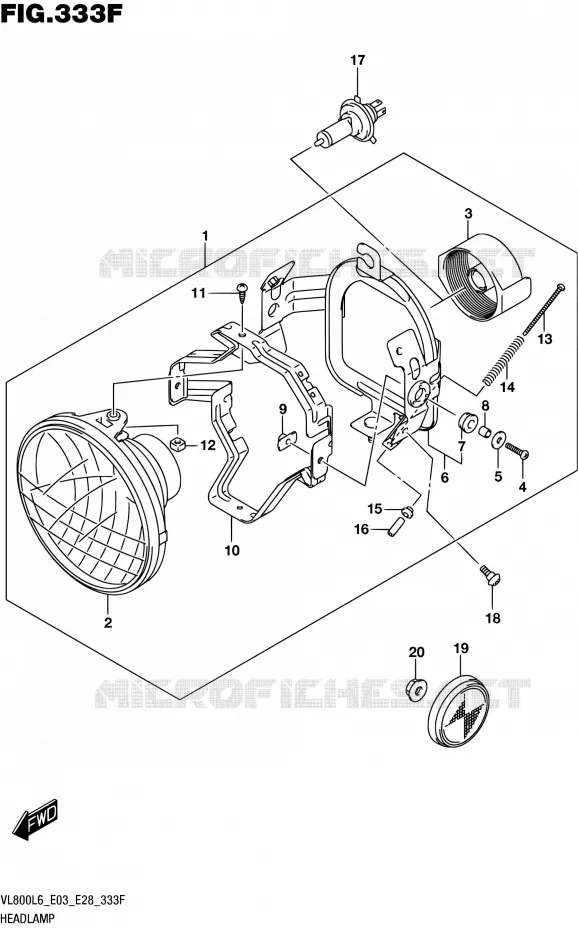 KOPLAMP (VL800TL6 E33) Suzuki MOTO 800 BOULEVARD 2016  VL800 L6/VL800T L6 (E03,E28,E33)